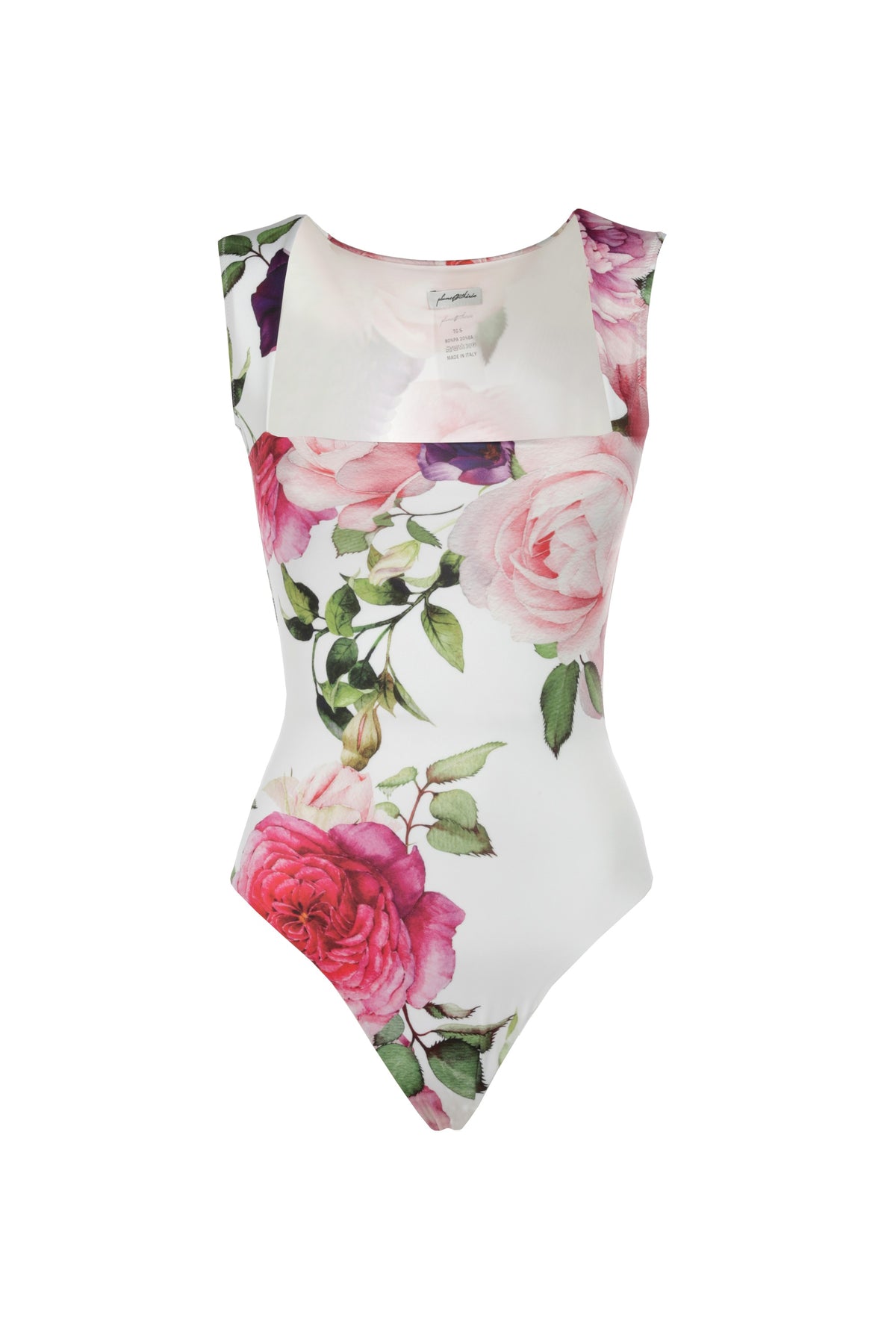 Body Valentina Giro Manica Rose Bianco