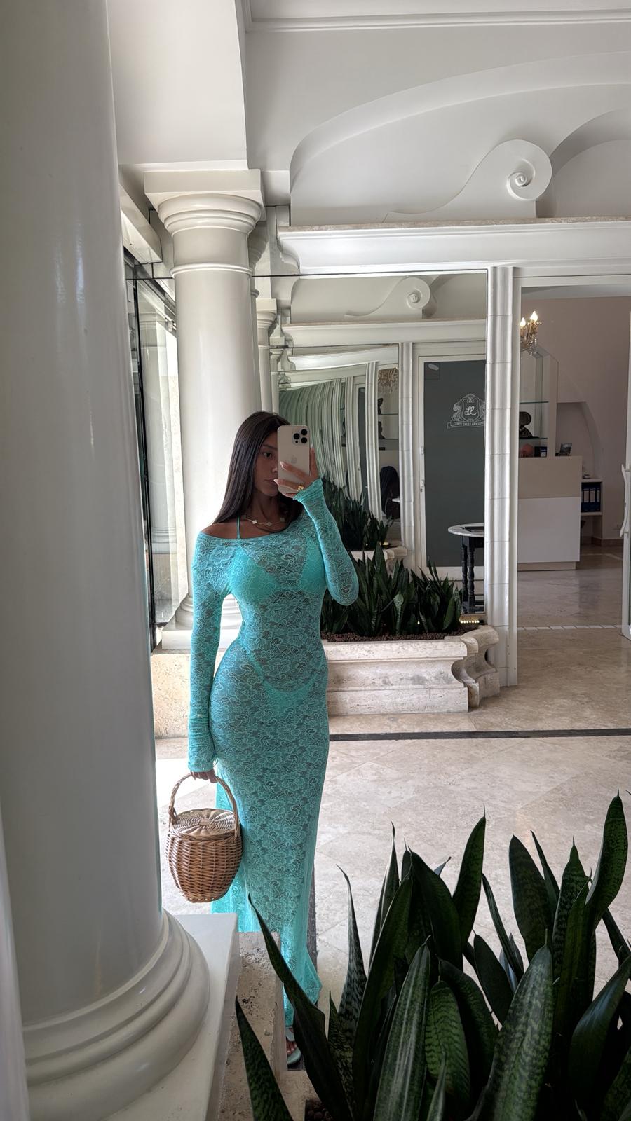Abito Merletto Bea Verde Tiffany