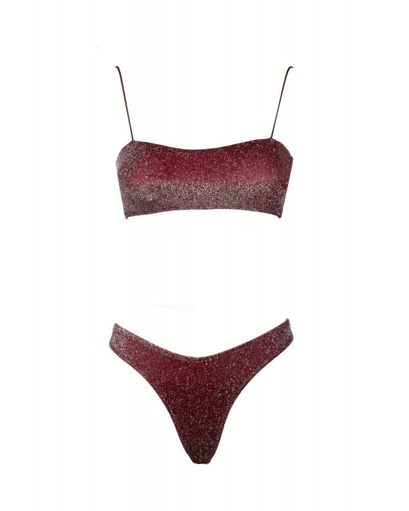 Bikini Kim Glitter Bordeaux-Argento
